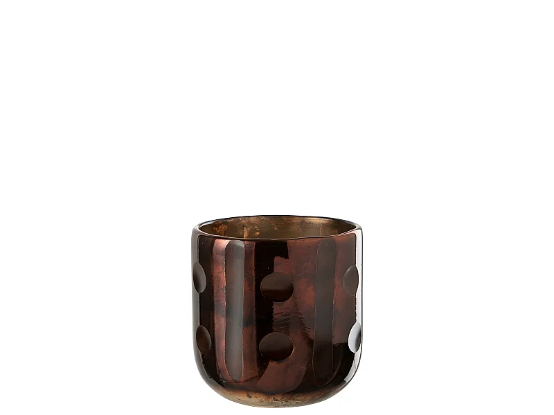 Portavelas de vidrio marrón 12x12x12 cm