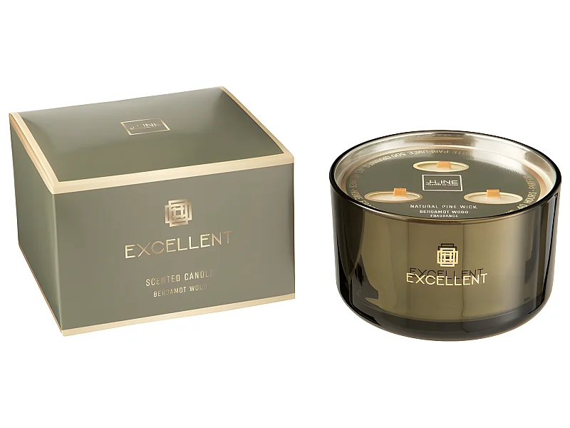 Candela profumata 40H in vetro verde 13x13x8 cm