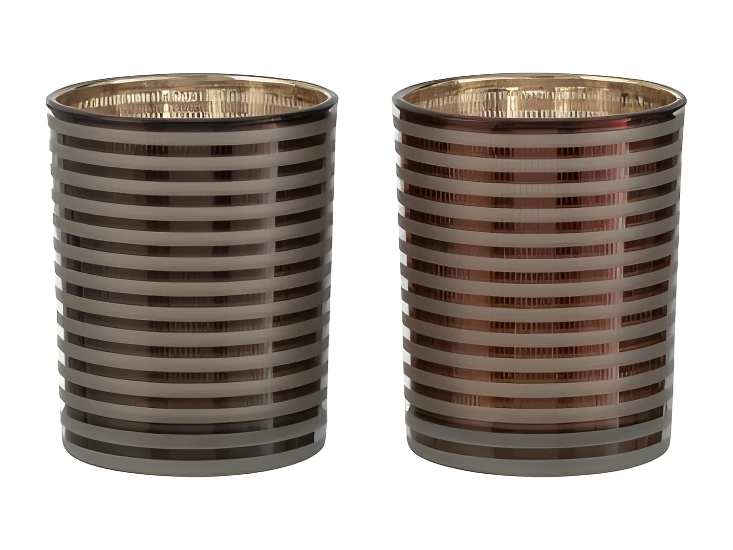 Photophore rayé en verre brun 10x10x12.5cm