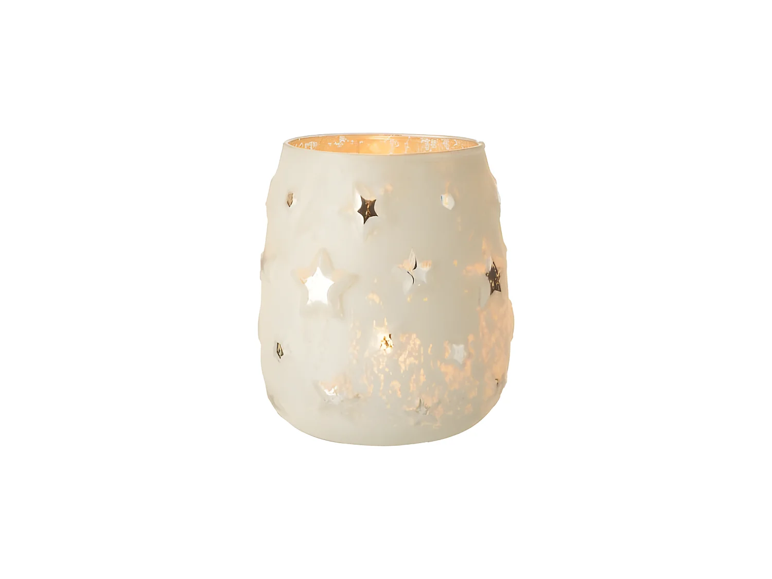 Vaso per candele in vetro argento 12,5x12,5x14,5 cm