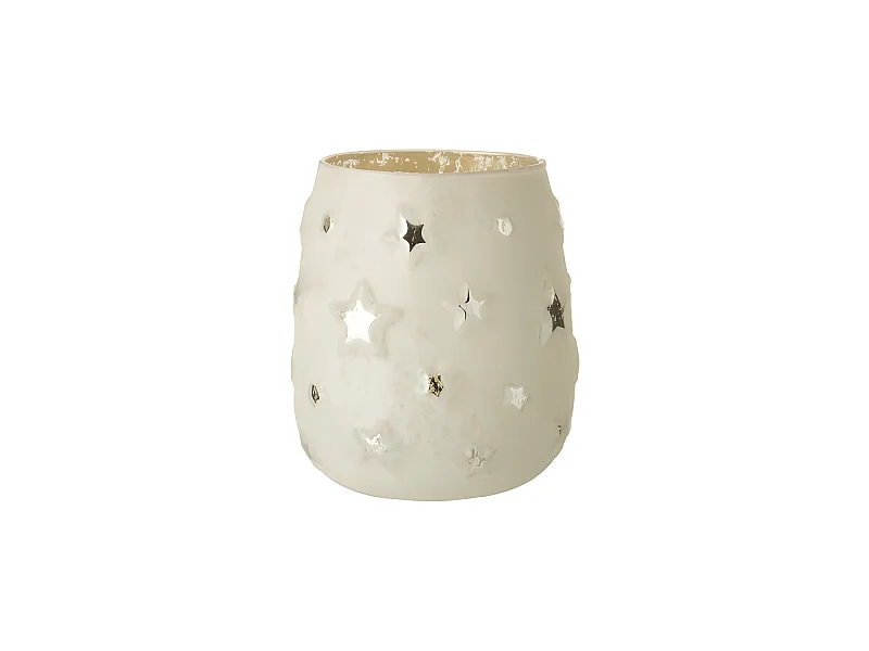 Vaso per candele in vetro argento 12,5x12,5x14,5 cm