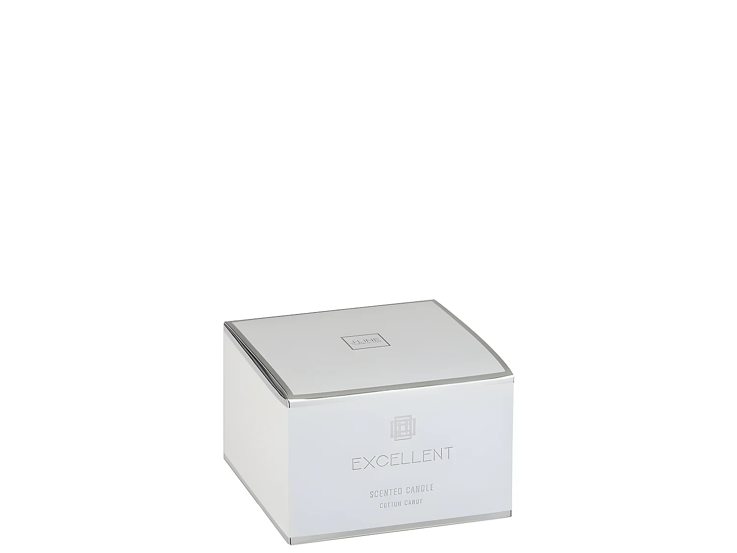 Candela profumata 50H in portacandele in vetro argento 14x13.5x9 cm