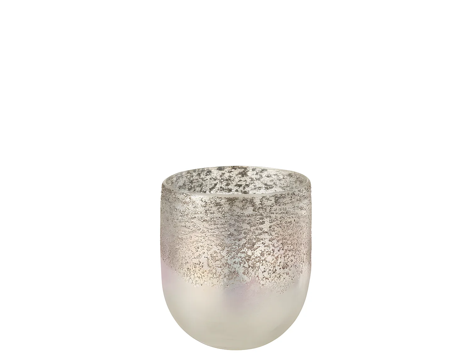 Portavelas milano cristal gris/rosa Alt. 15 cm