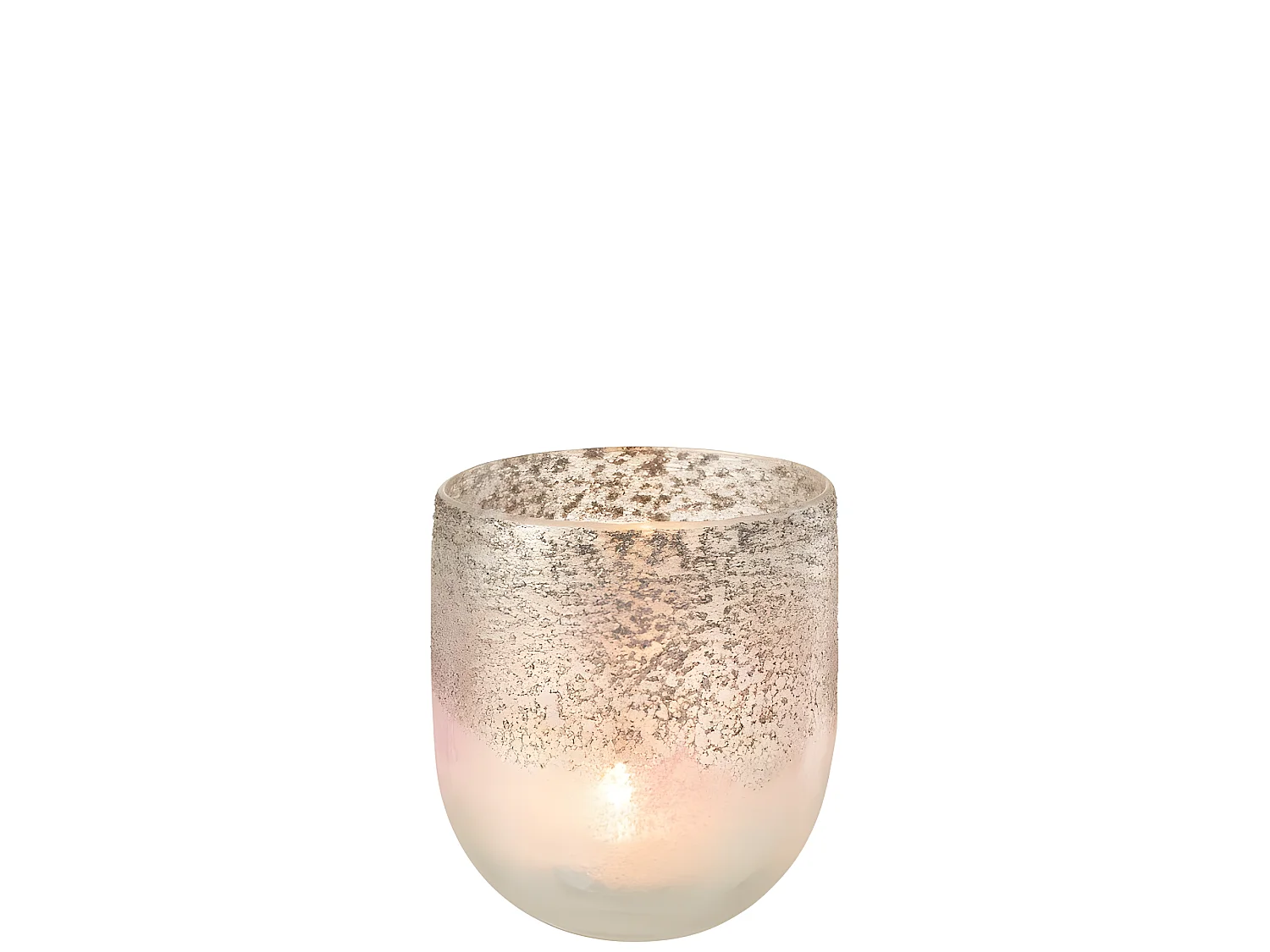 Portavelas milano cristal gris/rosa Alt. 15 cm