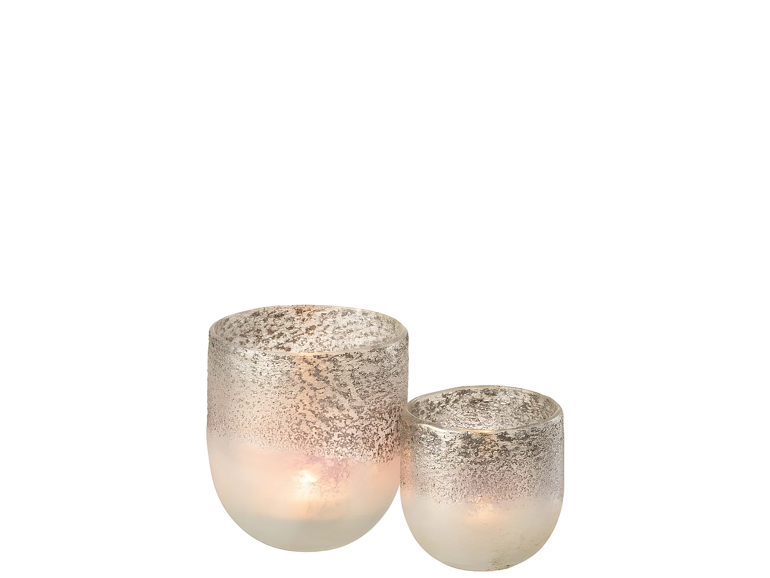 Portavelas milano cristal gris/rosa Alt. 15 cm