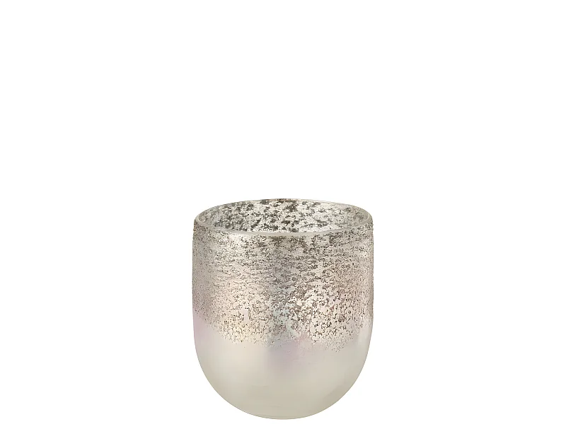 Portavelas milano cristal gris/rosa Alt. 15 cm