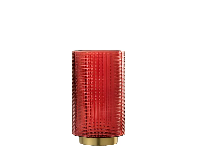 Portavelas de vidrio rojo 13x13x22.5 cm