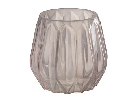 Photophore en verre rose 10.5x10.5x10 cm