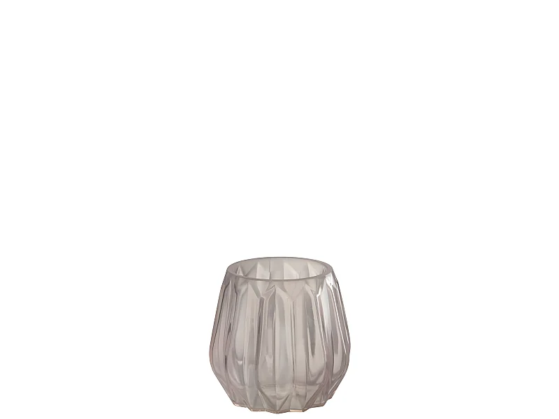 Portavelas de vidrio rosa 10.5x10.5x10 cm