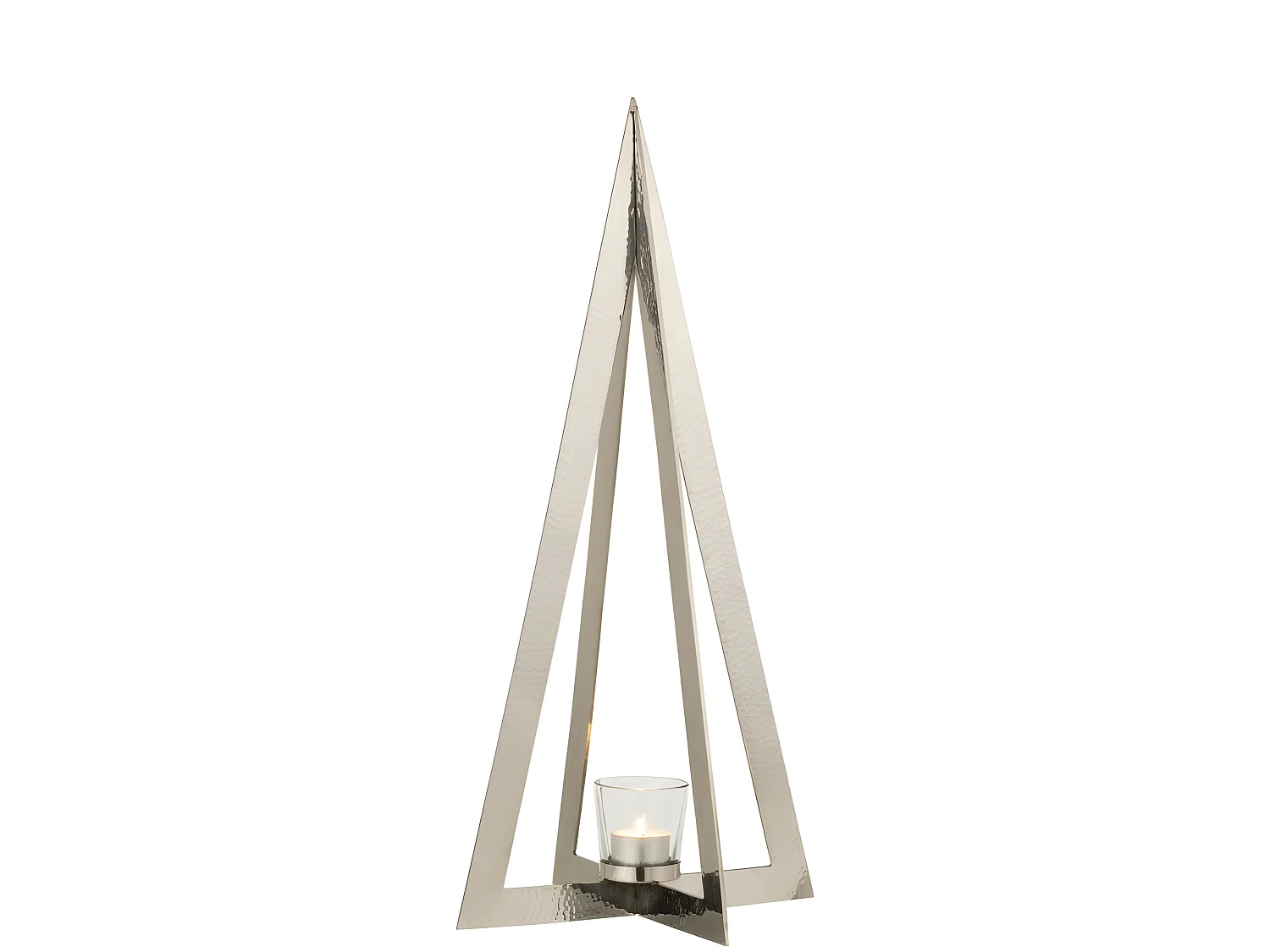 Portavelas árbol acero inoxidable/cristal plata Alt. 58 cm