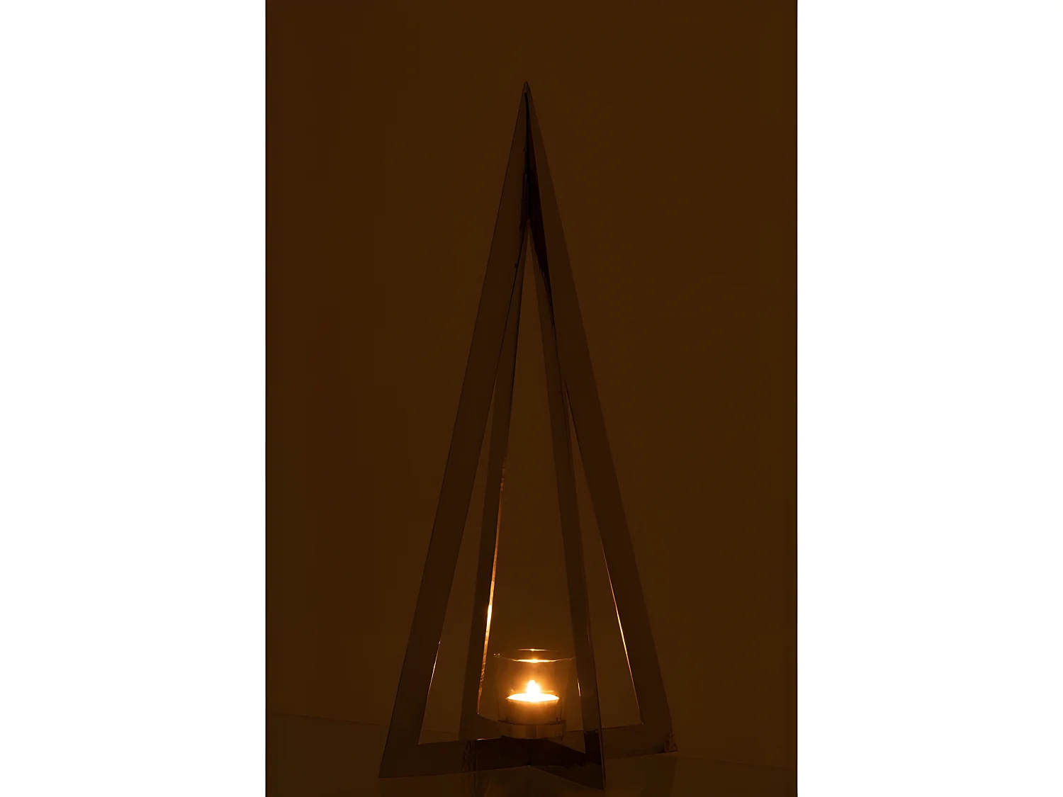 Portavelas árbol acero inoxidable/cristal plata Alt. 58 cm