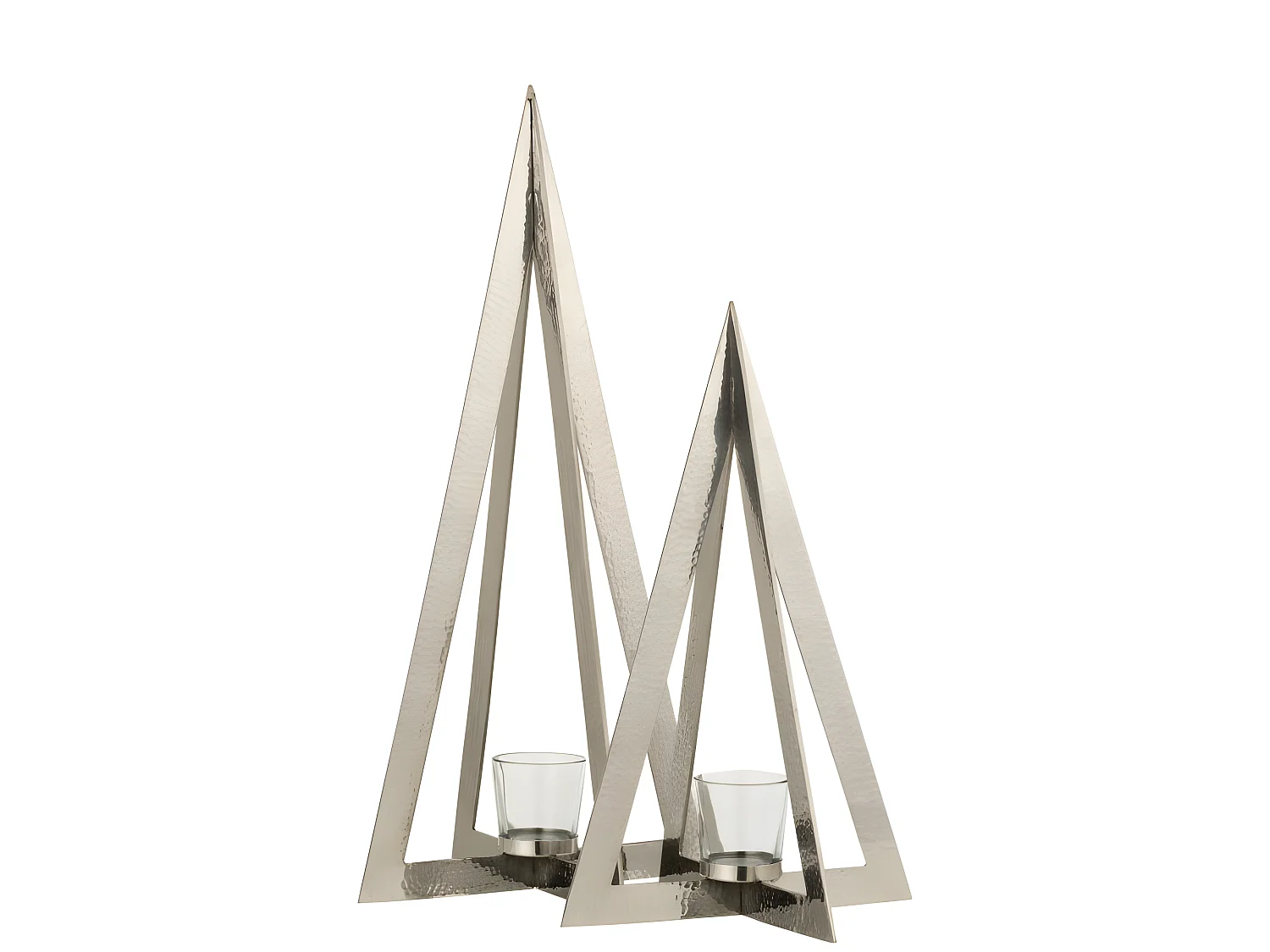 Portavelas árbol acero inoxidable/cristal plata Alt. 58 cm