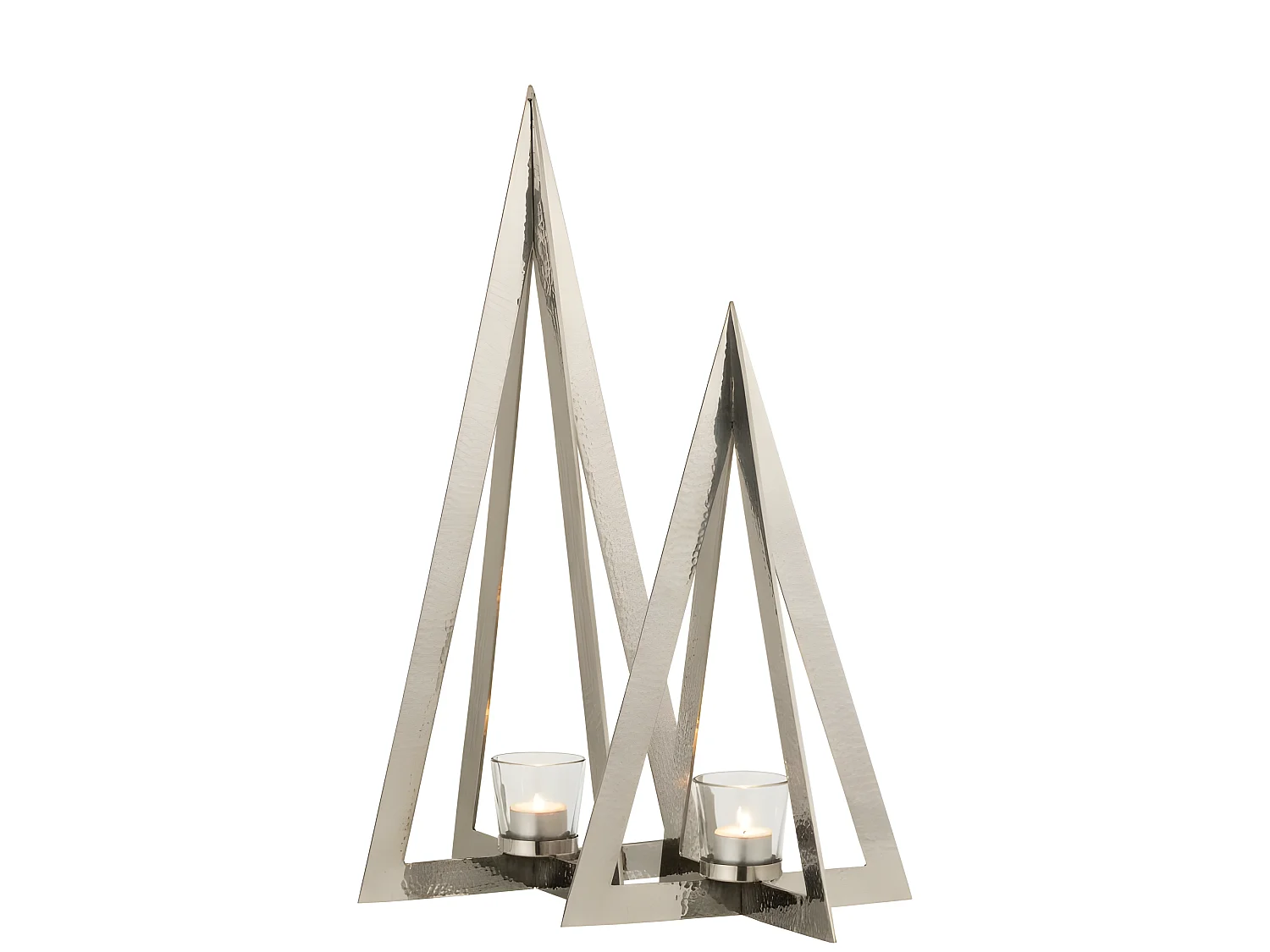 Portavelas árbol acero inoxidable/cristal plata Alt. 58 cm