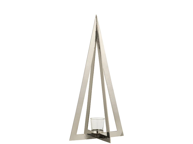 Portavelas árbol acero inoxidable/cristal plata Alt. 58 cm