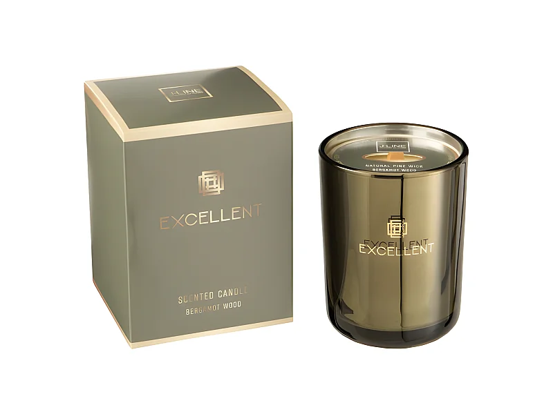 Candela profumata 50H in vetro verde 8x8x11 cm