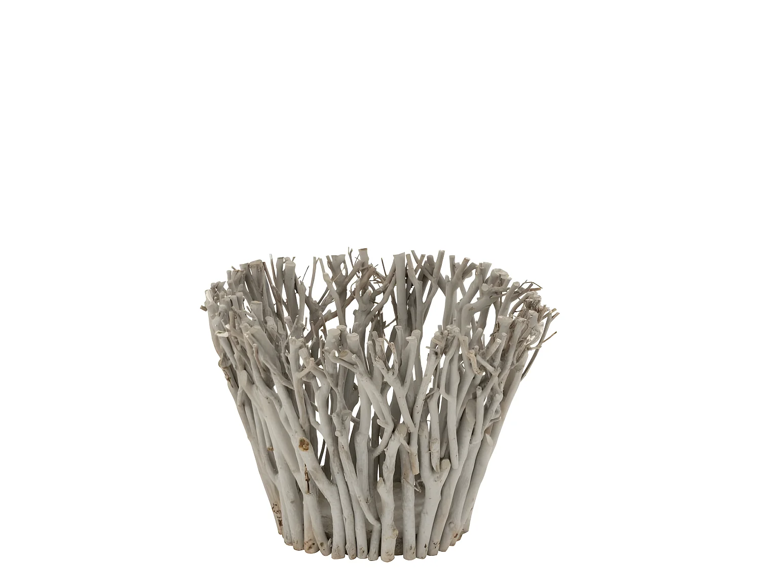 Portavelas ramas con vidrio madera gris Alt. 30 cm