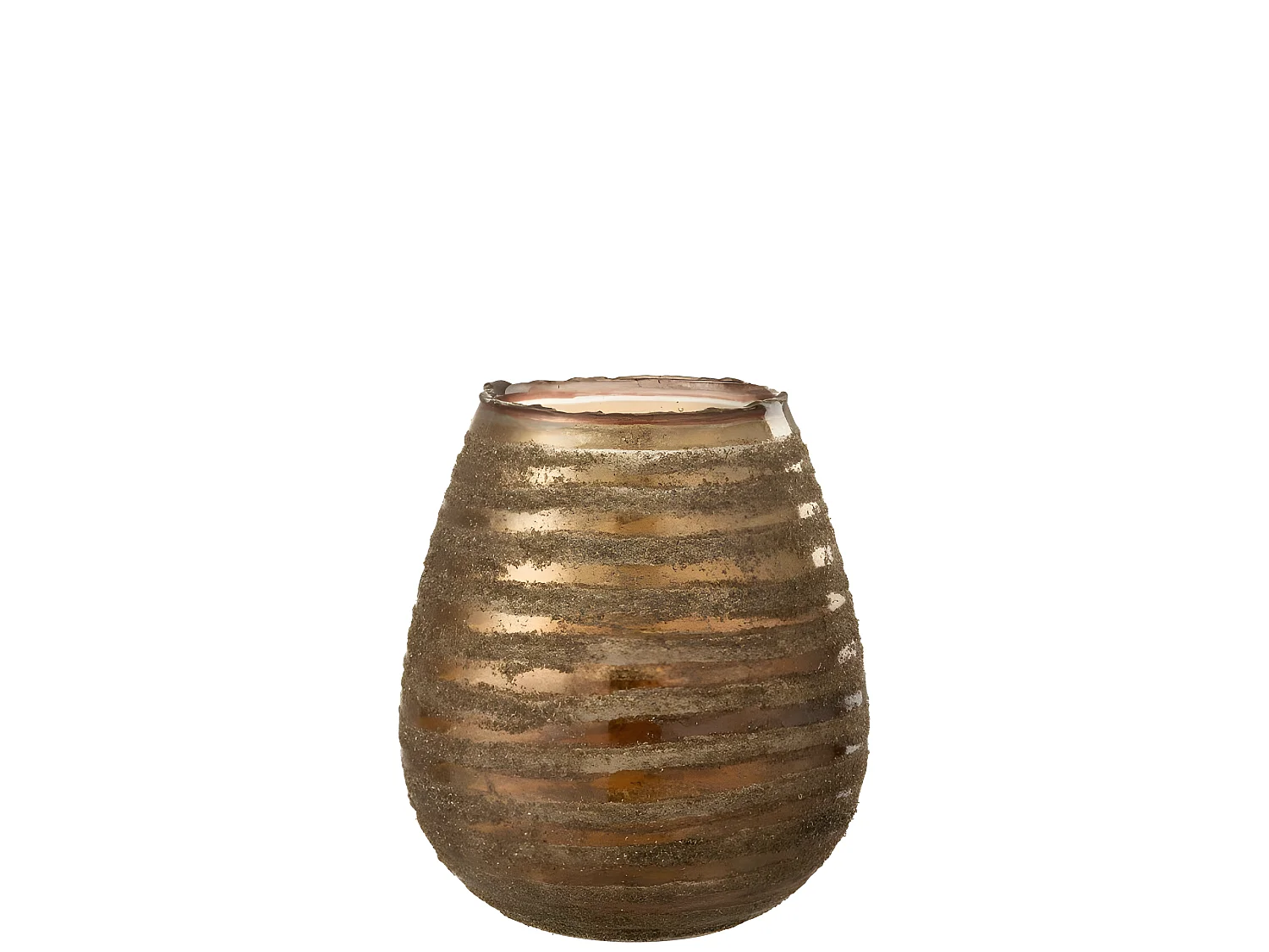 Portacandela rotondo in vetro marrone 20x20x23 cm