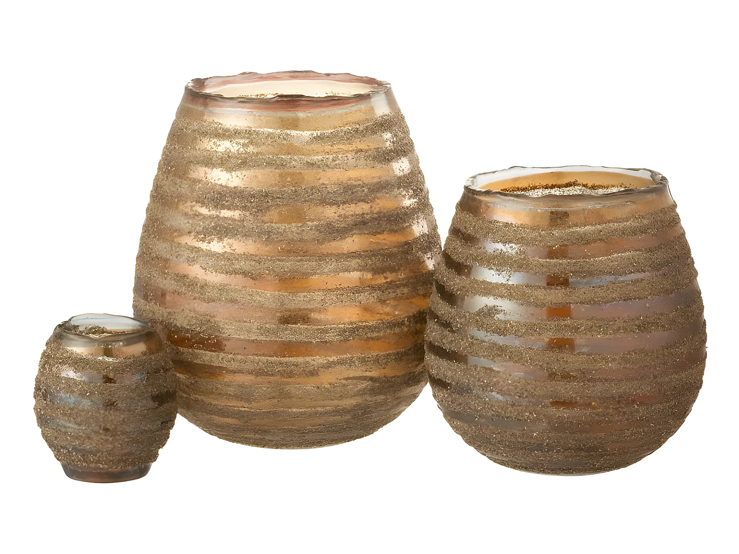 Portacandela rotondo in vetro marrone 20x20x23 cm