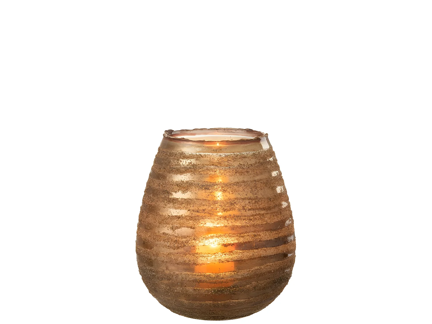 Portacandela rotondo in vetro marrone 20x20x23 cm