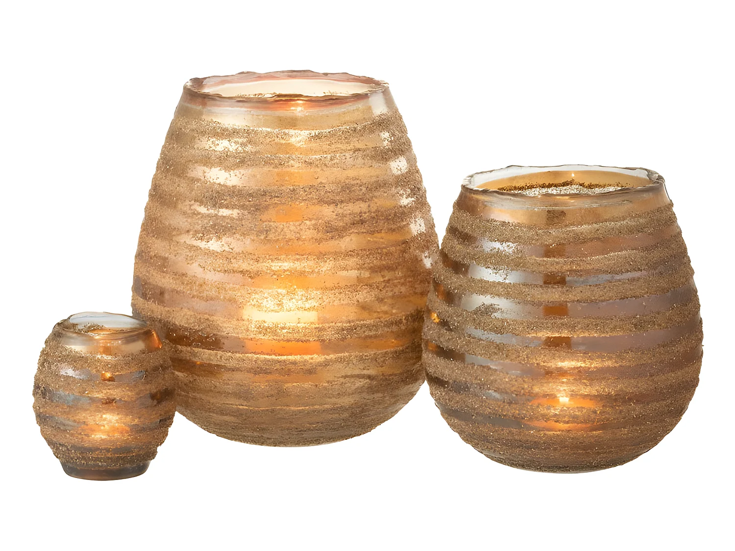 Portacandela rotondo in vetro marrone 20x20x23 cm