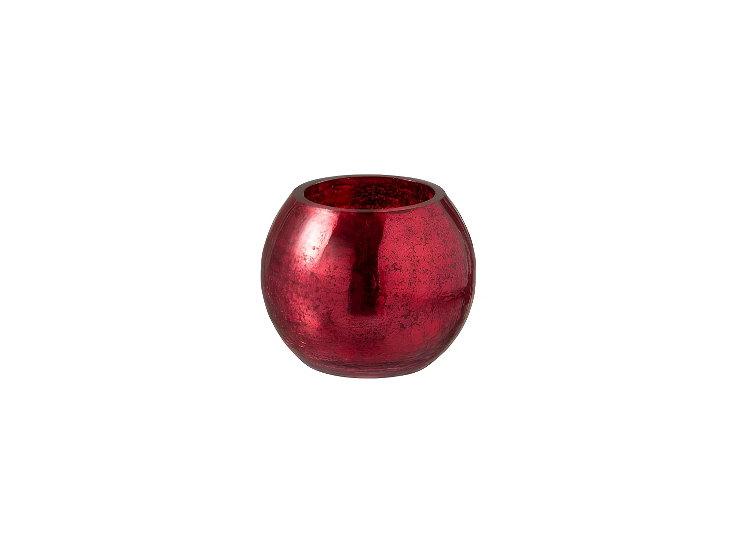 Photophore boule craquelé en verre rouge 12x12x10 cm