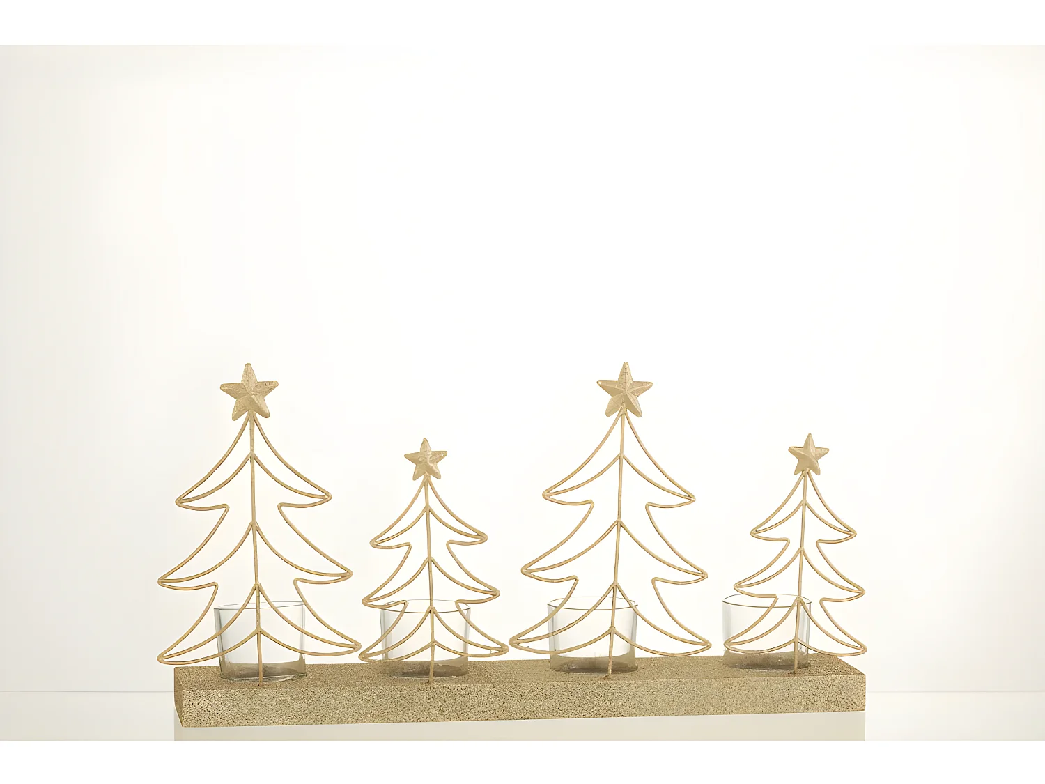 Portavelas de Navidad de madera oro 38x19.5x7.5 cm