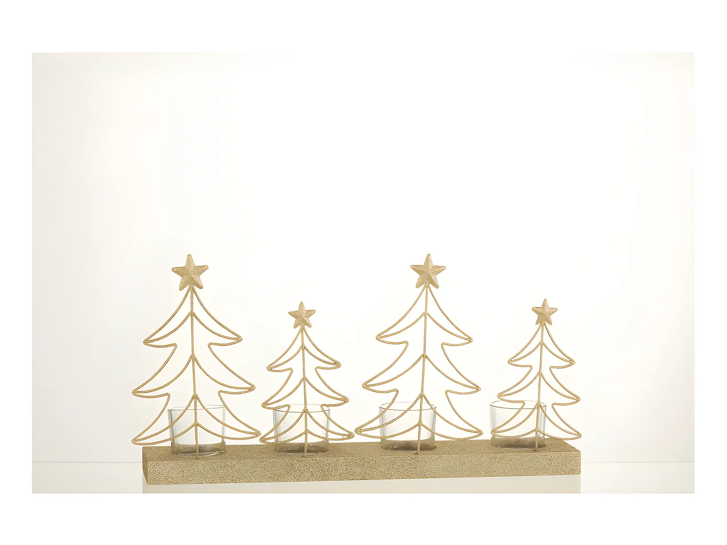 Portacandelas natalizio in legno oro 38x19.5x7.5 cm