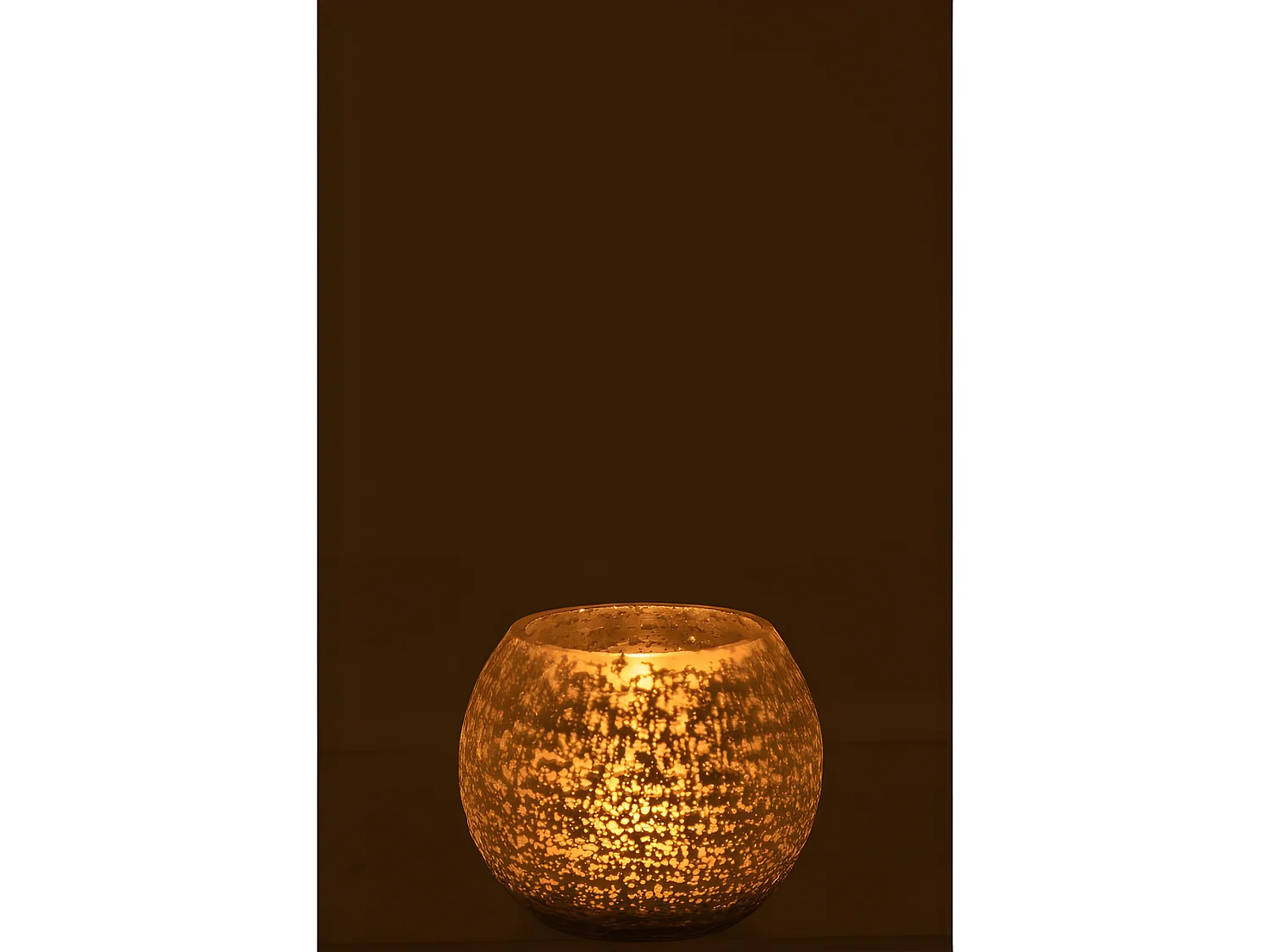 Portavelas bola de vidrio plateado 12x12x9.5 cm