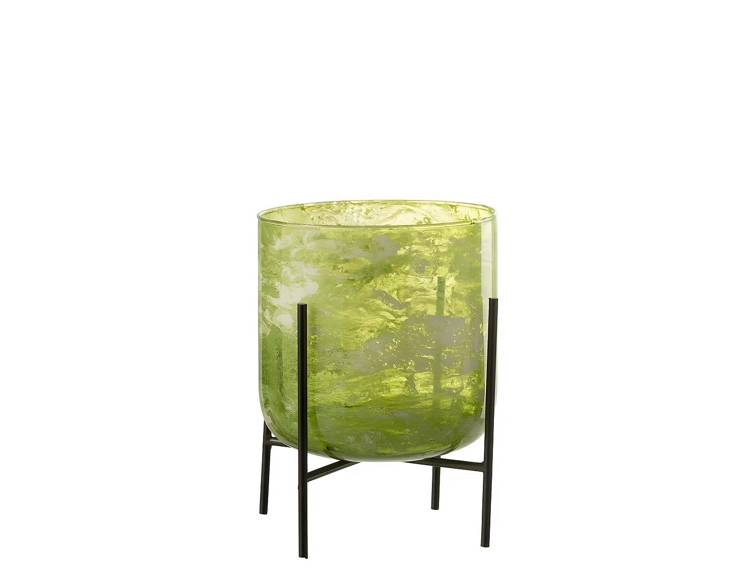 Portacandela in vetro verde 18x18x20 cm