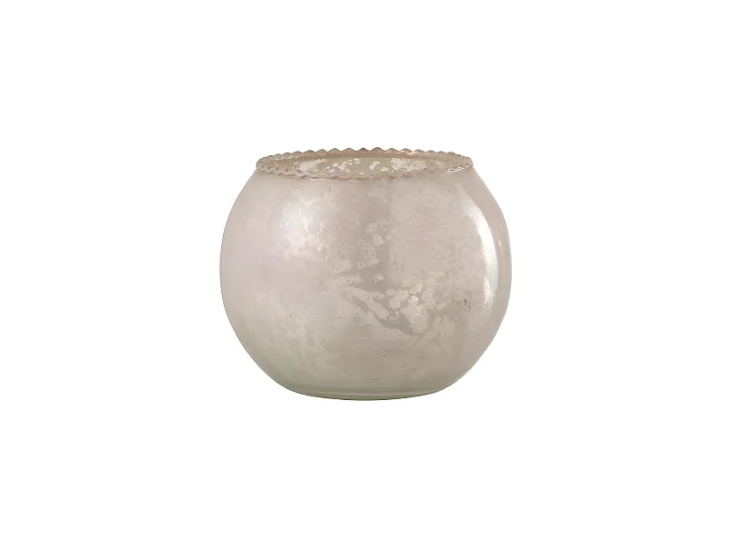 Photophore en verre rose 13x13x10cm