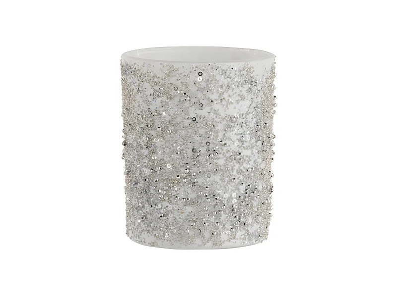 Photophore en verre argent 10.5x10.5x12.5 cm