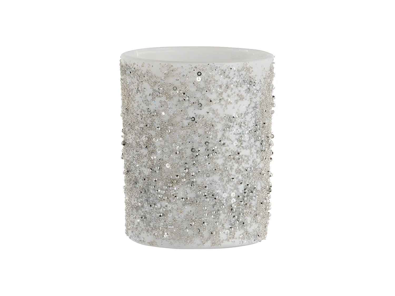 Photophore en verre argent 10.5x10.5x12.5 cm