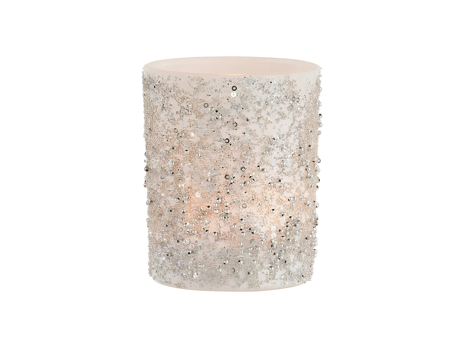 Photophore en verre argent 10.5x10.5x12.5 cm