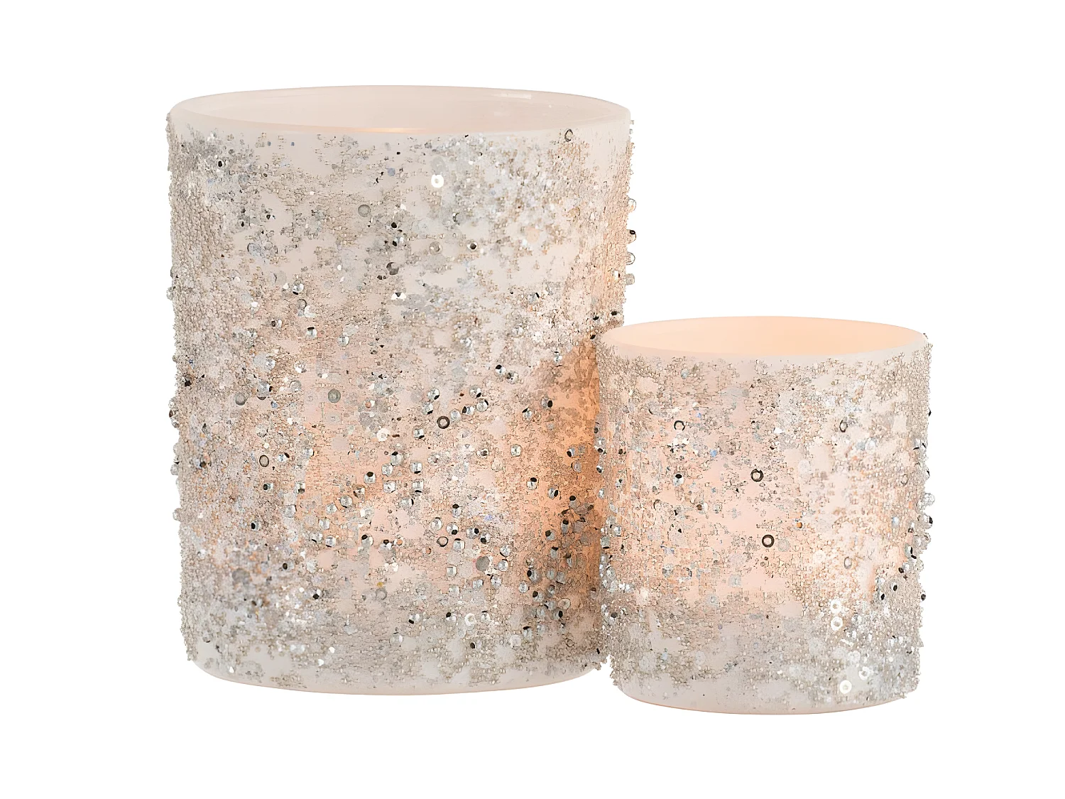 Photophore en verre argent 10.5x10.5x12.5 cm