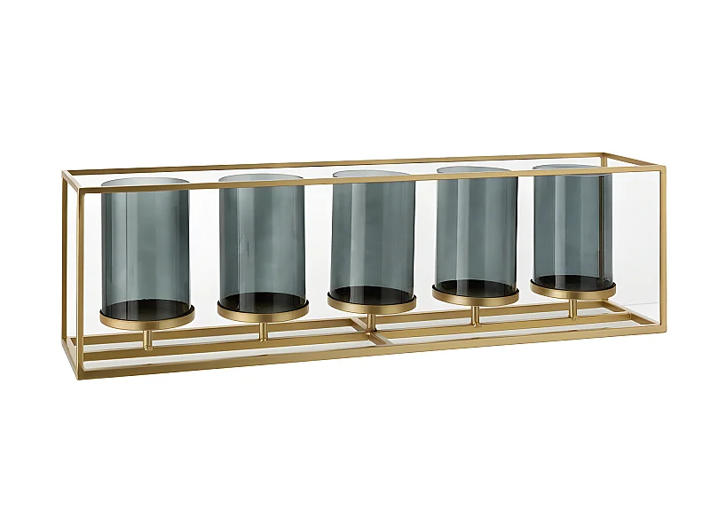 Portacandela in metallo oro 70x15x20 cm