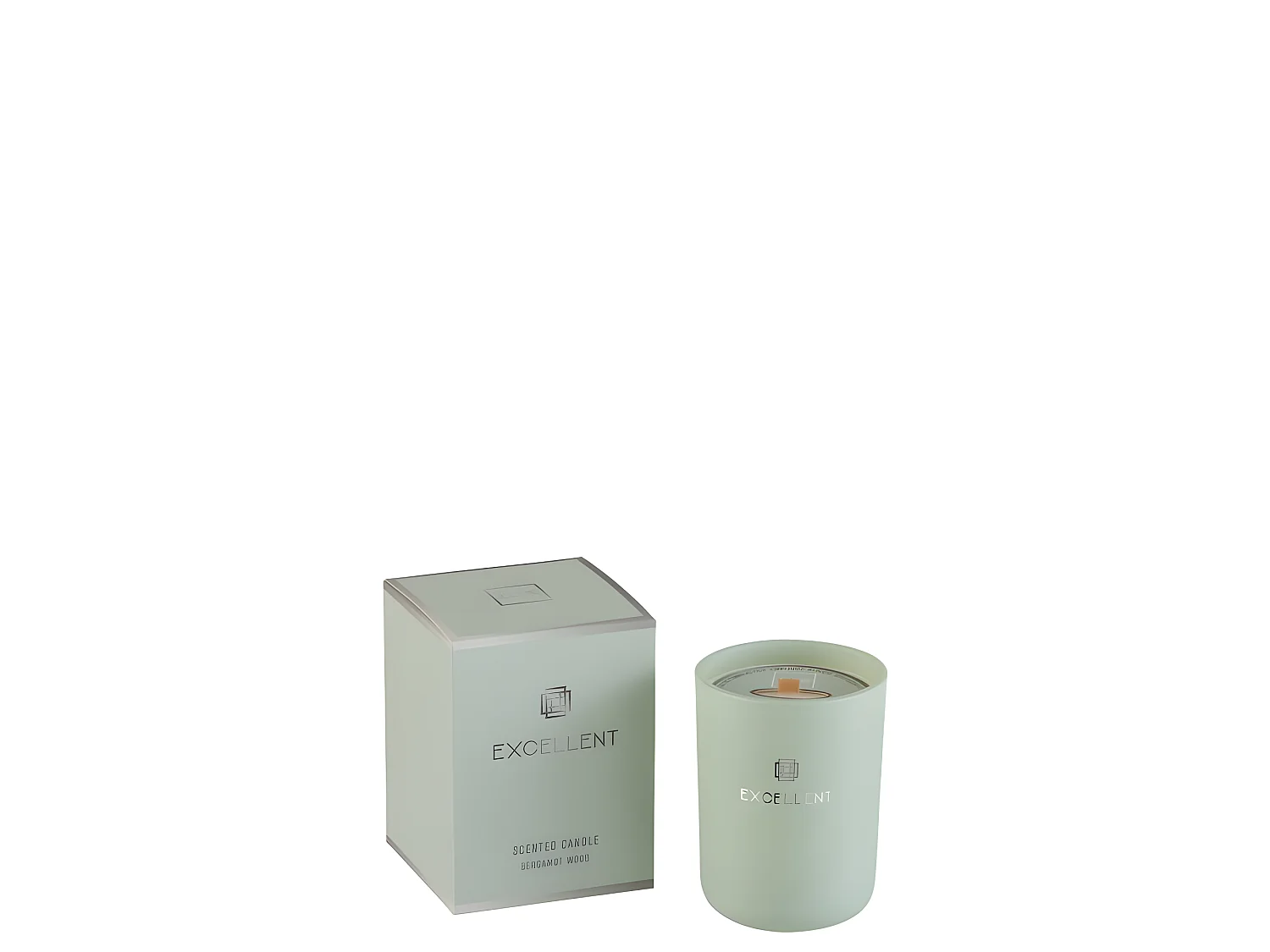 Candela profumata 50H in portacandele in vetro verde 9x9x12 cm