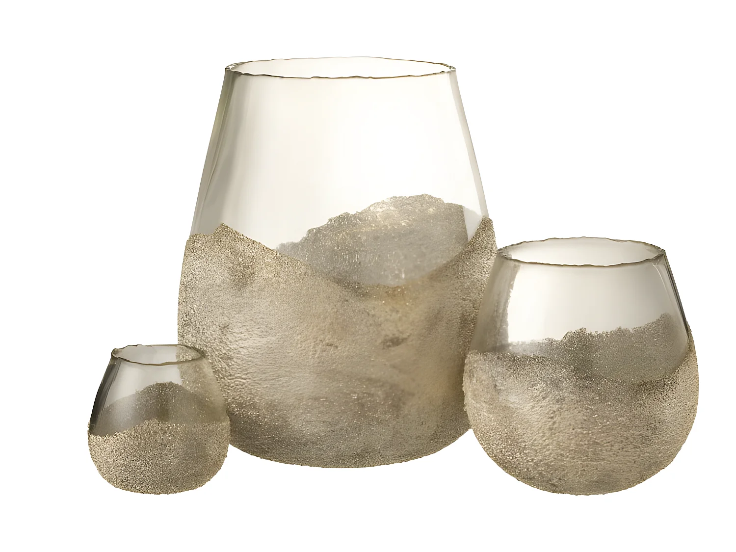 Portacandela rotondo in vetro oro 25x25x31 cm