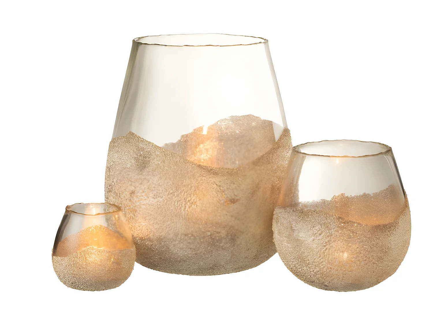 Portacandela rotondo in vetro oro 25x25x31 cm