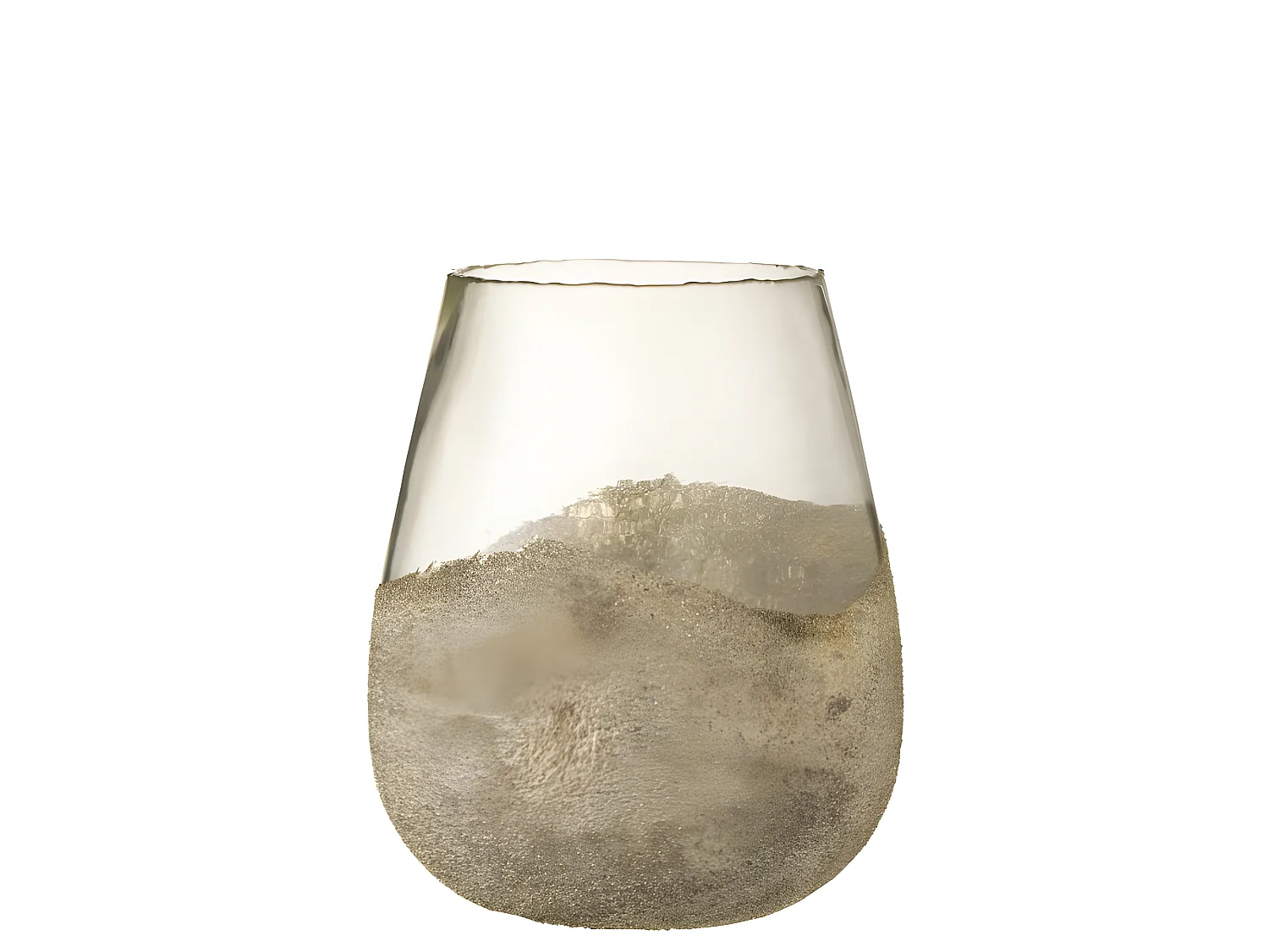 Portacandela rotondo in vetro oro 25x25x31 cm