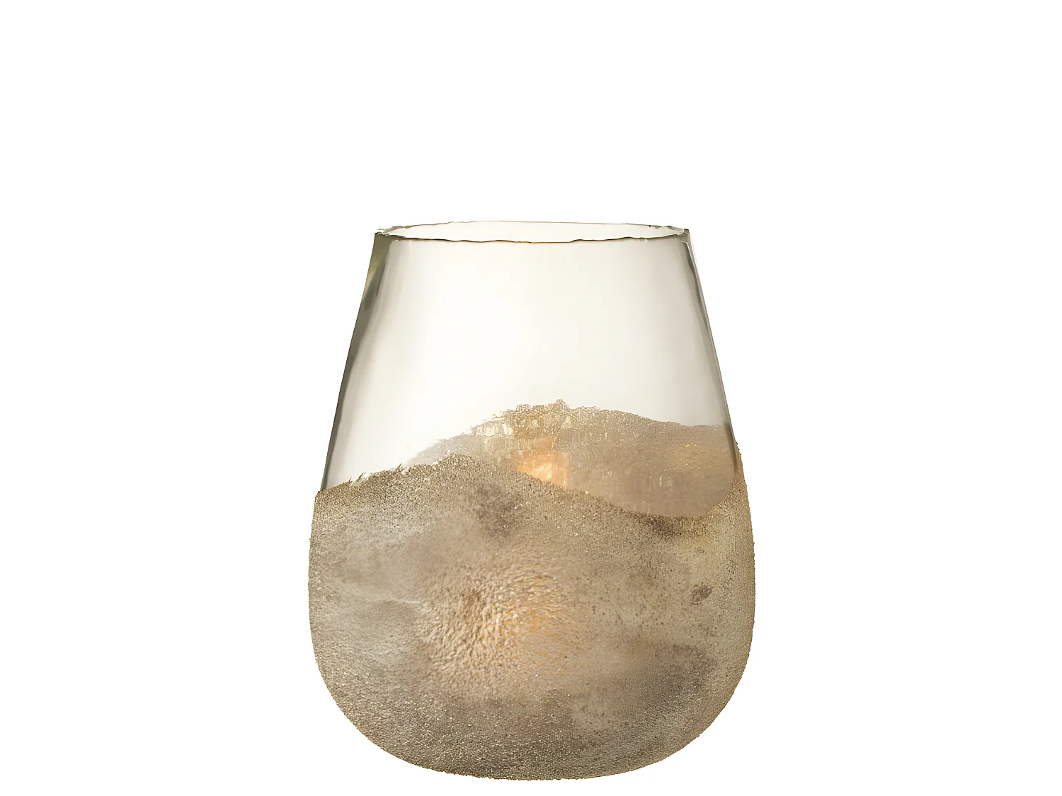 Portacandela rotondo in vetro oro 25x25x31 cm