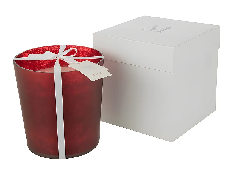 Vela perfumada de 140 horas en tarro de vidrio rojo de 21x21x22 cm