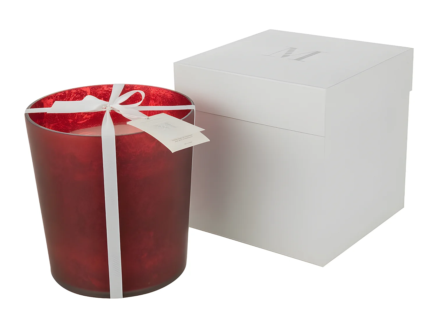 Vela perfumada de 140 horas en tarro de vidrio rojo de 21x21x22 cm