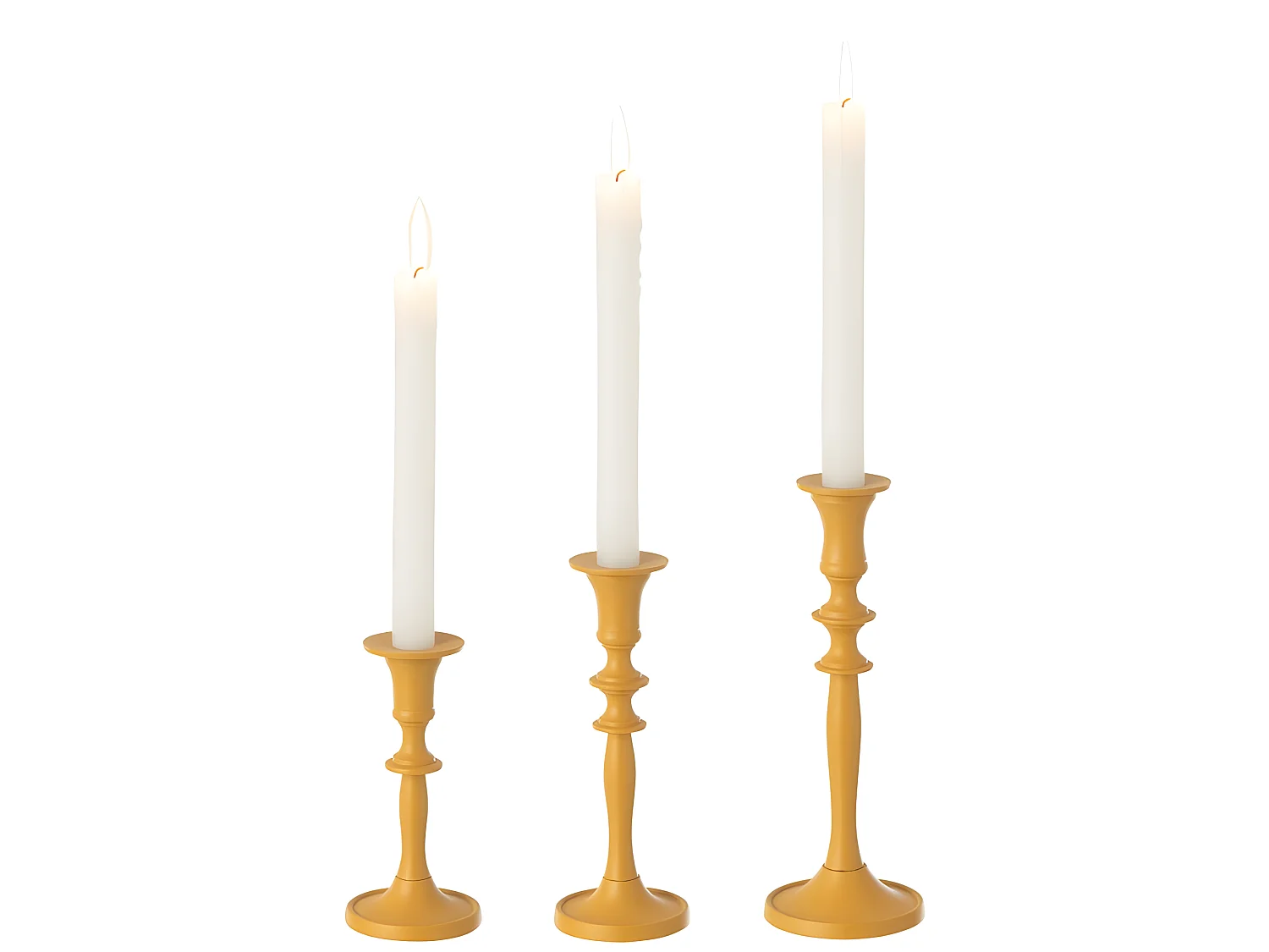 Lot de 3 bougeoirs haut en métal ocre de 15 à 23cm