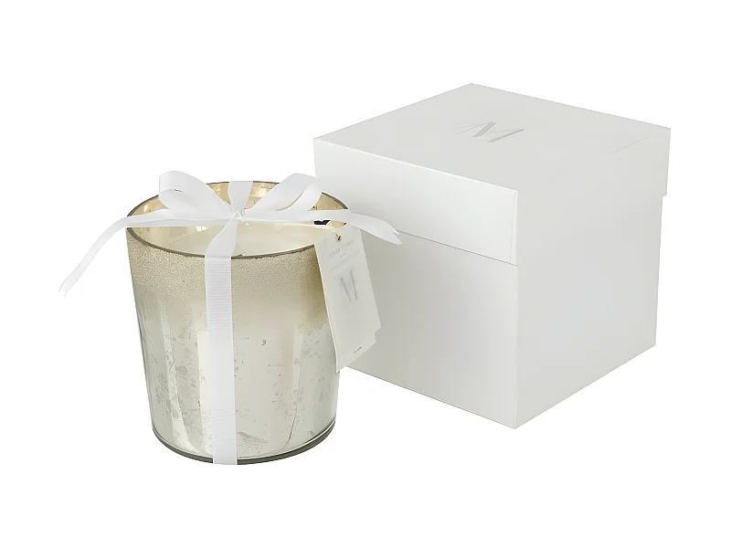 Candela profumata in vetro argento 15x15x15 cm