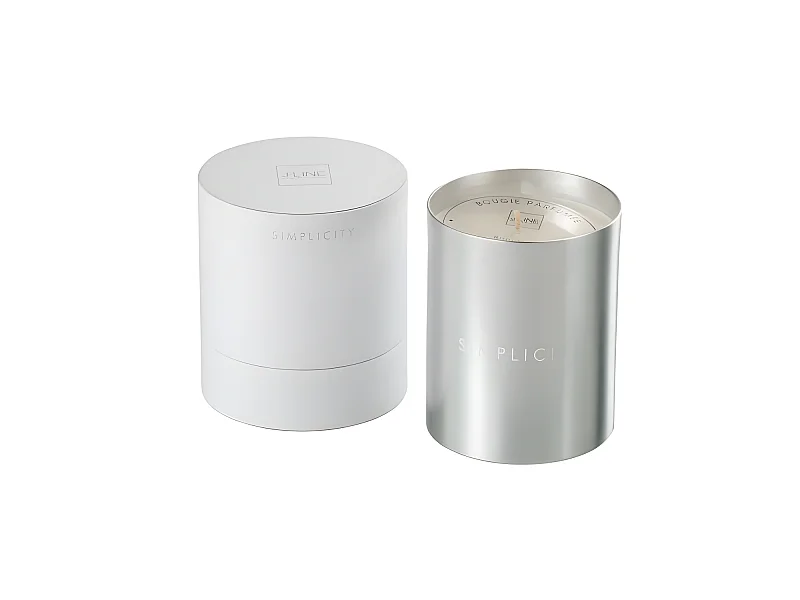 Vela perfumada simplicity cera blanco/plata-70u Alt. 12 cm