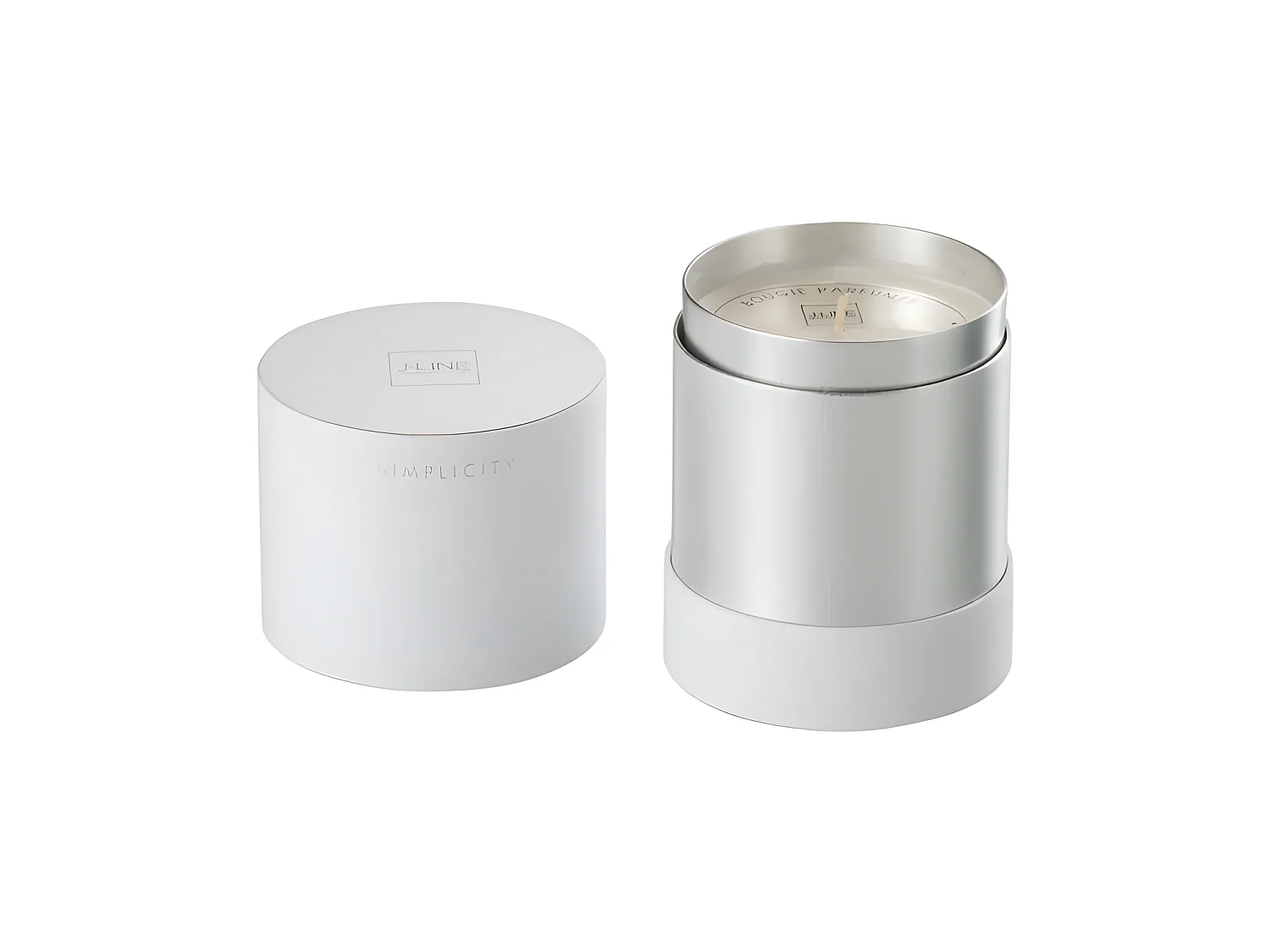 Vela perfumada simplicity cera blanco/plata-70u Alt. 12 cm