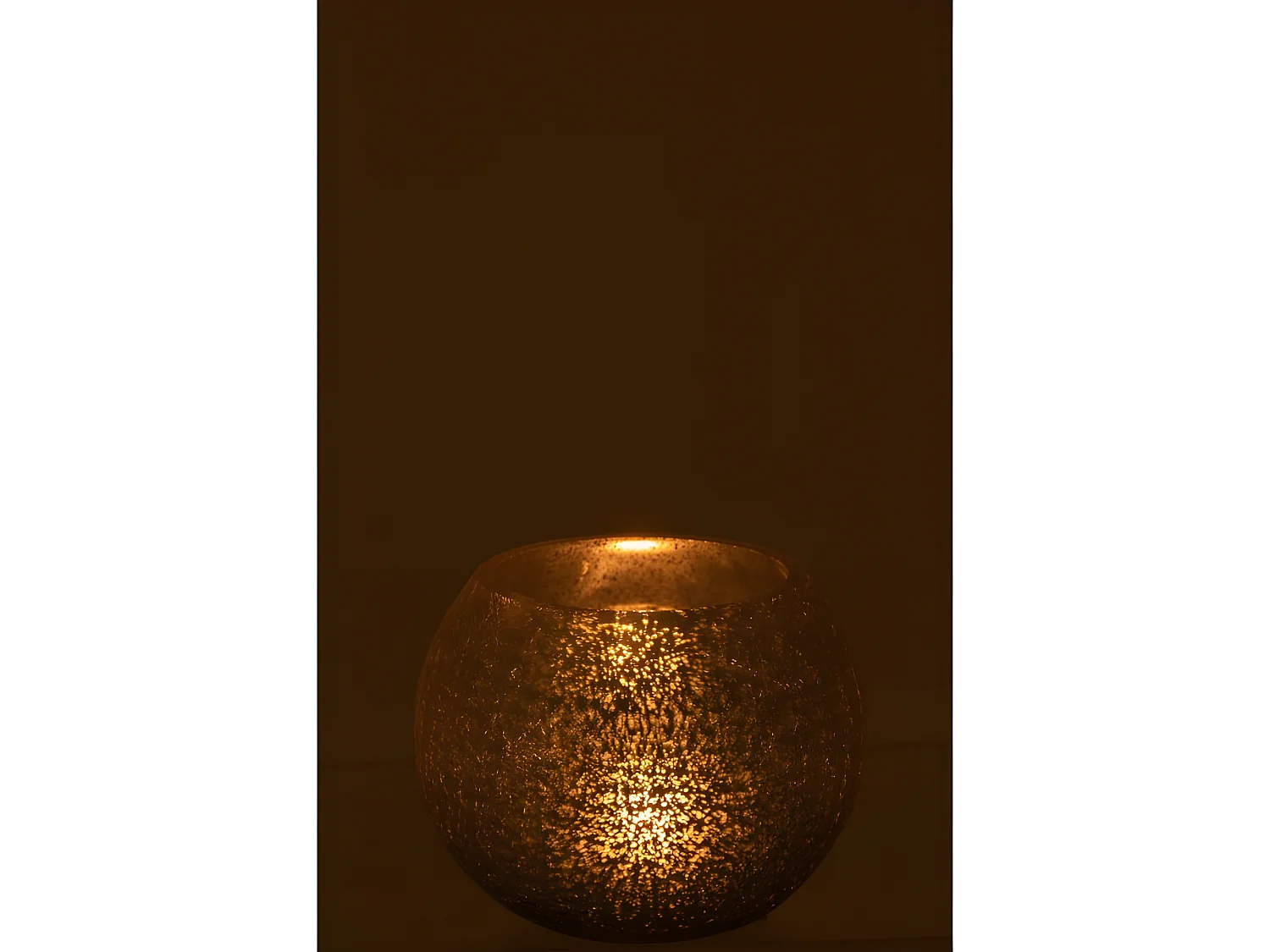 Portavelas bola de vidrio plateado 15x15x11.5 cm