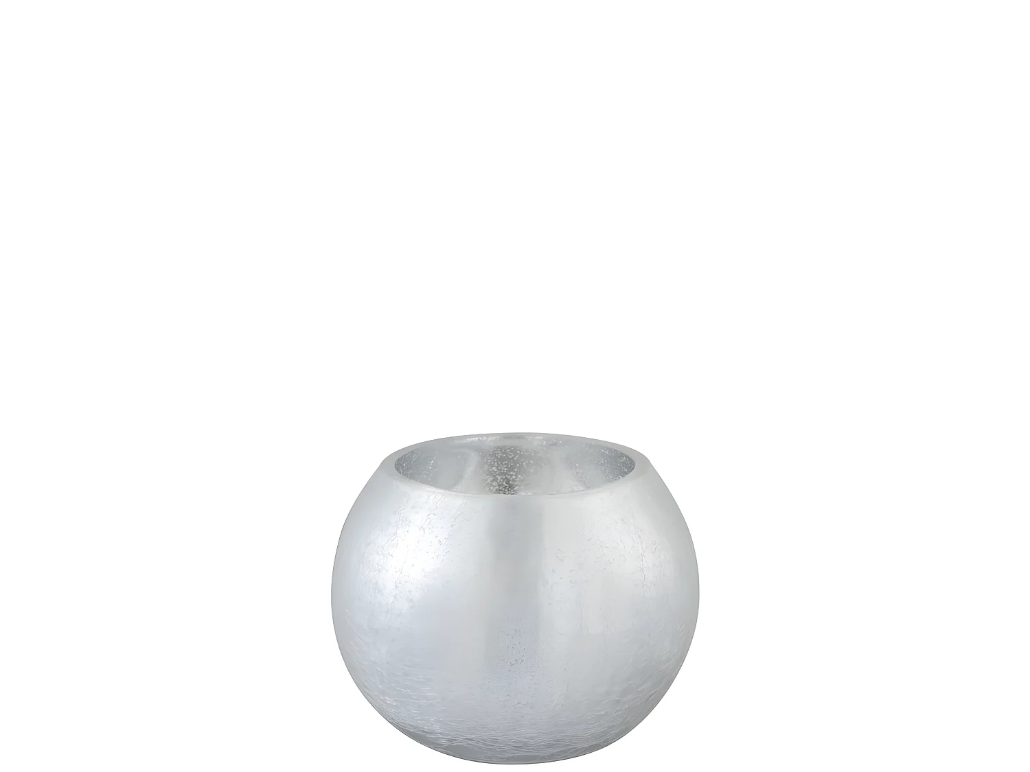 Portavelas bola de vidrio plateado 15x15x11.5 cm