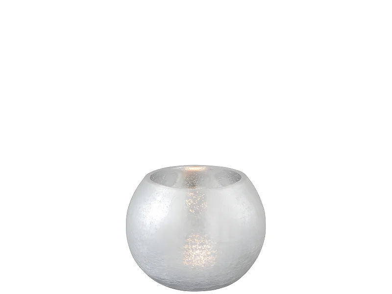 Portavelas bola de vidrio plateado 15x15x11.5 cm