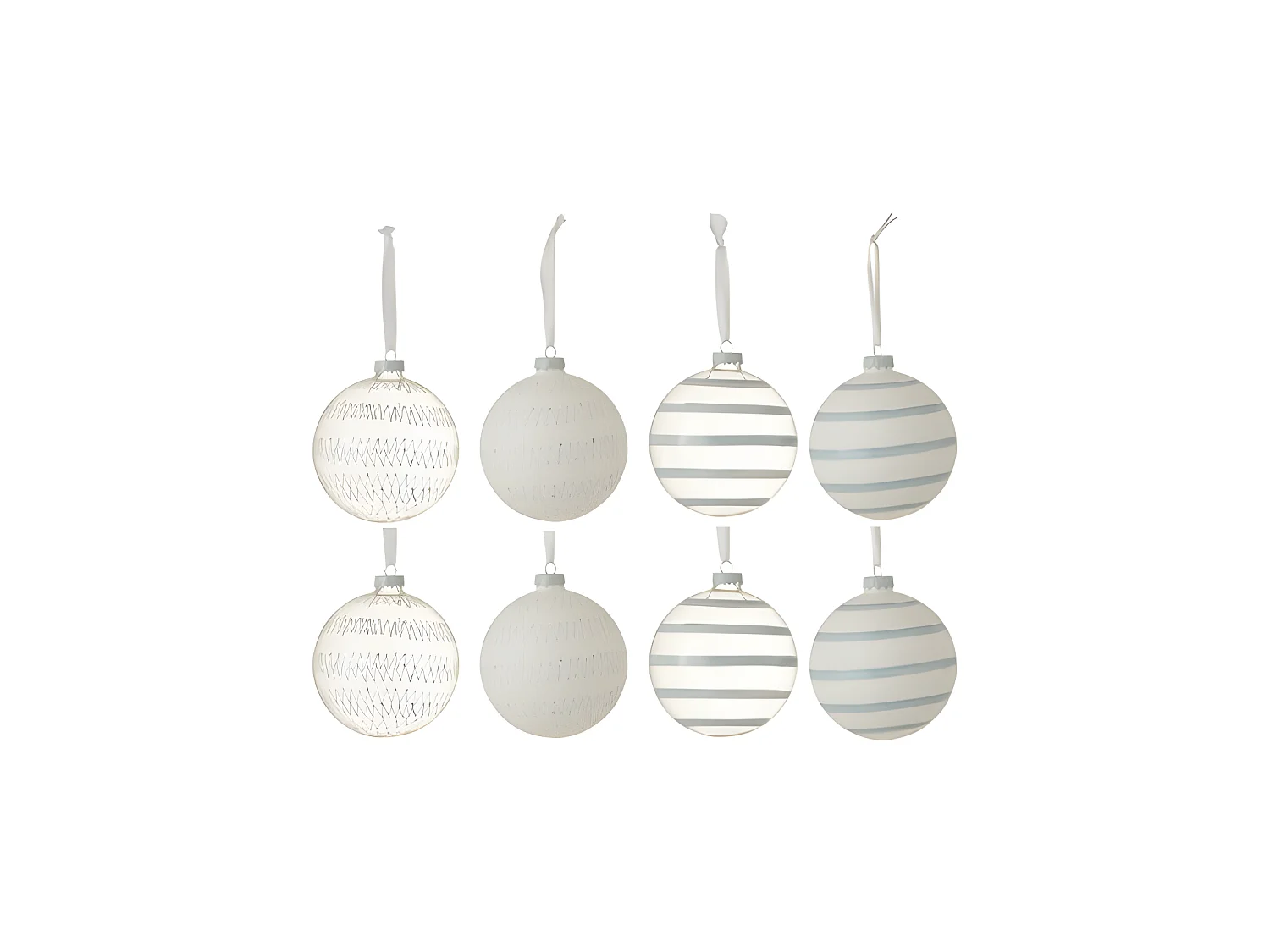 Scatola di 8 palline di Natale in vetro grigio 6x6x6 cm